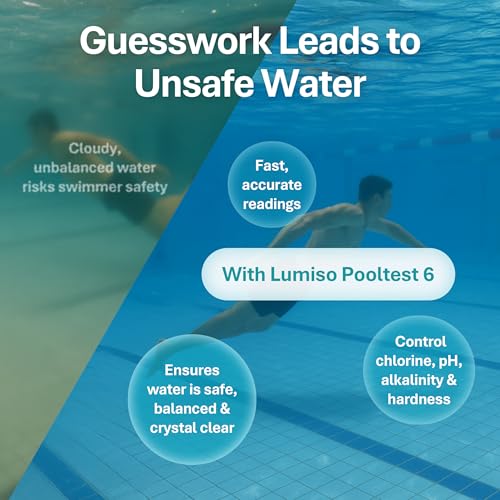 Palintest Lumiso Pooltest 6 - Digital Photometer Water Tester - Ph Meter & Chlorine Testing Kit For Pools, Hot Tubs, Spas & Drinking Water - Measures Alkalinity, Bromine, Cyanuric Acid & More - 3