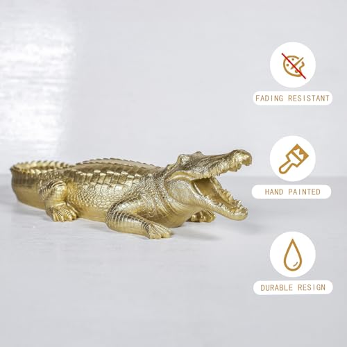 Estatua de Cocodrilo Dorado de Resina miniatura 5