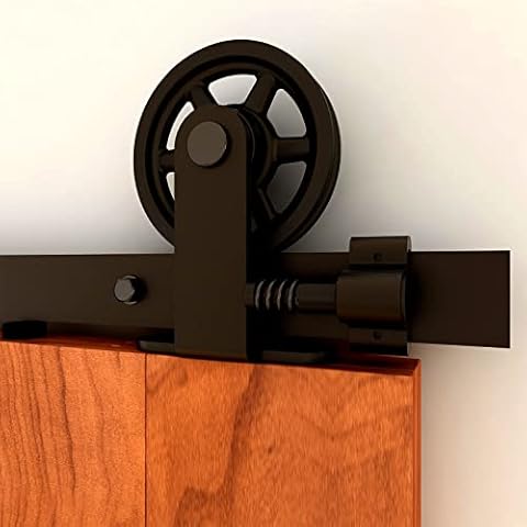 BONIKLUBA 5.5FT Sliding Barn Wood Door Hardware Track Kit Big Wheel Top Mout T Shape Roller Hanger Set for Single Door Cover