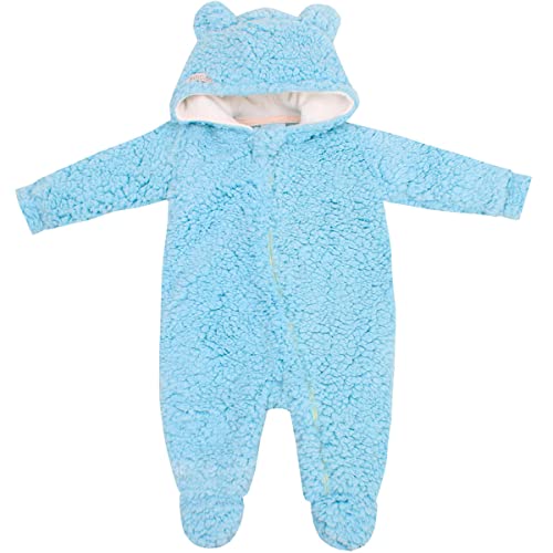 Macacão de Bebê Peluciado com Zíper e Capuz Miniciclo Ursinho Inverno Menino (RN (0-3 meses), azul)