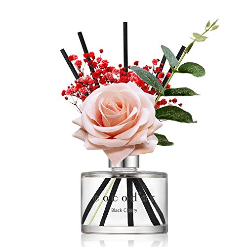 Cocod'or Rose Flower Reed Diffuser/Black Cherry / 6.7oz(200ml) / 1 Pack/Reed Diffuser Set, Oil Diffuser & Reed Diffuser Sticks, Home Decor & Office