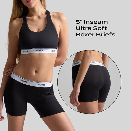 Image of Woxer Boxer Shorts for Women - 5 inch Baller Boy Shorts Underwear, Soft Modal, Chafe Free - Breathable & Moisture-Wicking