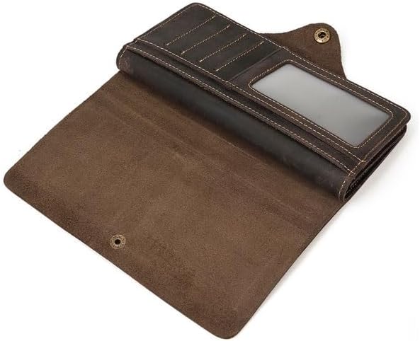 Men's Genuine Leather Wallet with Vintage Snap Closure Long With Multiple Card Slots