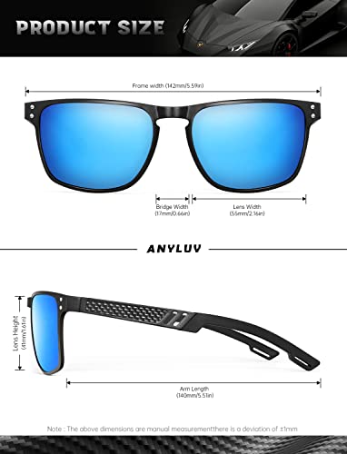 Image of ANYLUV Polarized Sunglasses for Men Rectangular Classic Al-Mg Metal Frame Sun Glasses Mens Sunglasses with UV Protection