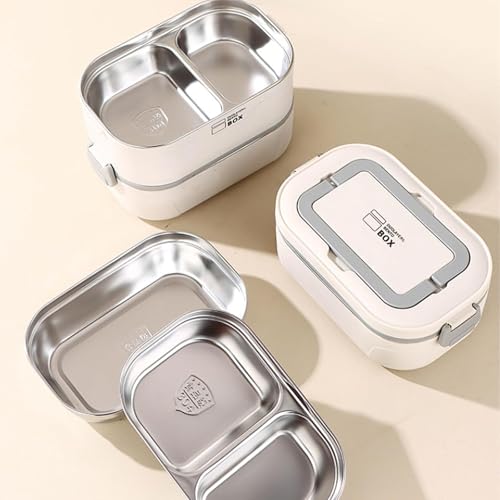 Image of 3 Layer Bento Lunch Box 2400ml for Adults & Kids | Leakproof Stainless Steel Tiffin Box with Handle, Microwave Safe Food Container | Portable Lunch Organizer for Office School Travel