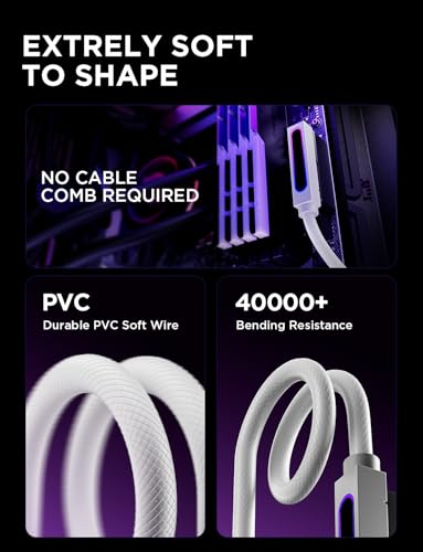 Image of AsiaHorse Hydrus-24PIN PC PSU Extension Cable ARGB LED, Copper Wire Motherboard Power Extension Cable Integrated Design, 2000W Power (Whole Set), PC Power Cord for Cable Management-Left Out