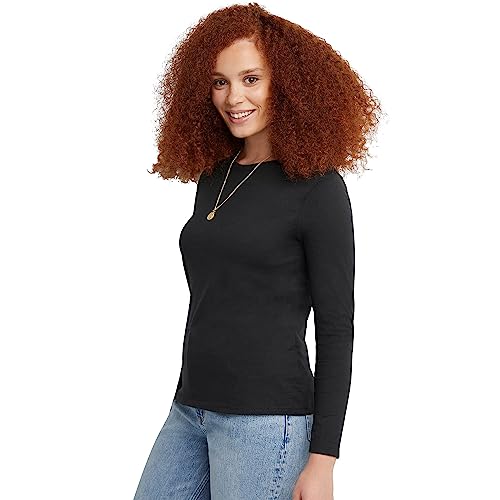 Hanes Women's Originals Long Sleeve Cotton T-Shirt, Lightweight Crewneck Tee, Modern Fit3
