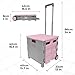 Berry 40L Foldable Shopping Trolley, Plastic Trolley Cart with 2 Wheels and Lid, Portable Cart with Telescopic Handle, Multipurpose Utility Cart for Shopping, Teacher - Pink and Grey