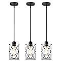 Osimir Glass Pendant Lights Kitchen Island 3 Pack, Black Kitchen Pendant Lighting Over Island with Rod, Modern Mini Hanging Light for Sink Dining Room, CH9176BK-3PK