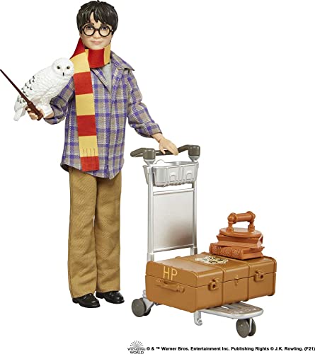 Mattel Harry Potter HARRY POTTER en la Plataforma 9 3/4, muñeco articulado de juguete con Hedwig y...