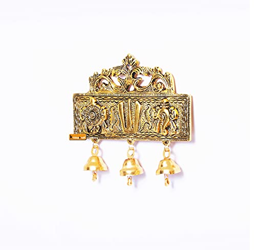 Image of KridayKraft Tirupati Door Hanging Shankh Chakra Namah Latkan Gold Plating Antique Decorative for Home,Office & Room,Showpiece Figurines,Religious Idol..., 15 cm , 3 cm