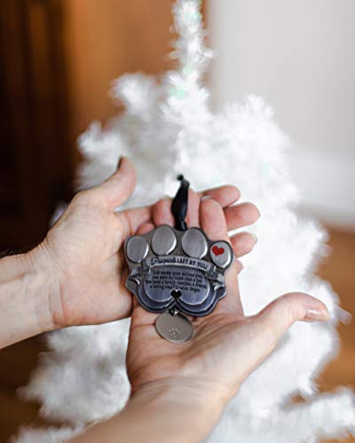 Pet Memorial Ornament - 3" Metal Casted Paw Print Design Ornament With Engravable Drop Pendant - Beautiful Remembrance Gift For A Grieving Pet Owner - Includes Pawprints Left By You Poem Card #TOP4