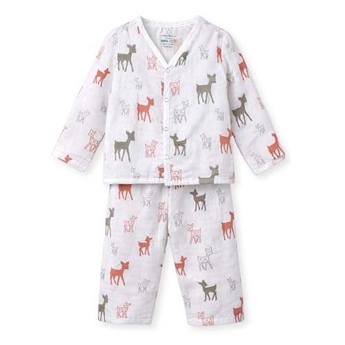 Image of The Boo Boo Club Kids 100% Cotton Muslin Printed V Neck Long Sleeve TopBottom Set | Night Suit for Baby Girl and Boy
