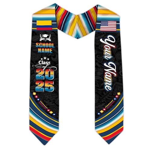 MonkeyVan Colombians Graduation Sash, Custom Colombians American Flag Graduation Sash 2025, Colombia Graduation Stole Style 1