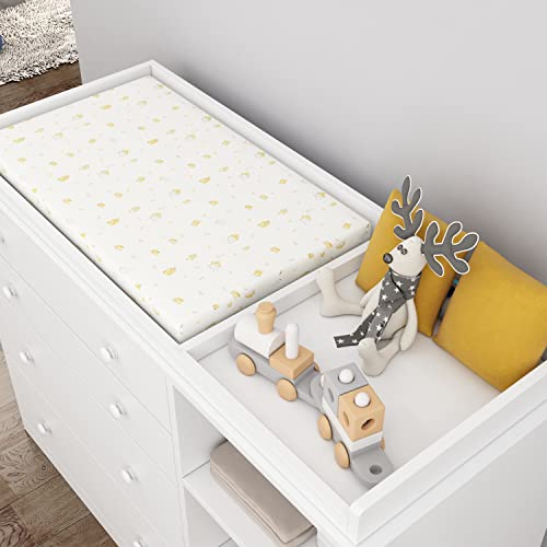 ECACAD-Modern-Nursery-Dresser-Chest-with-5-Drawers-2-Open-Shelves-Guard-Table-Top-472W-Wood-Dresser-Storage-Chest-of-Drawers-for-Bedroom-White ECACAD Modern Nursery Dresser Chest with 5 Drawers 2 Open Shelves Guard Table Top 472W Wood Dresser Storage Chest of Drawers for Bedroom White
