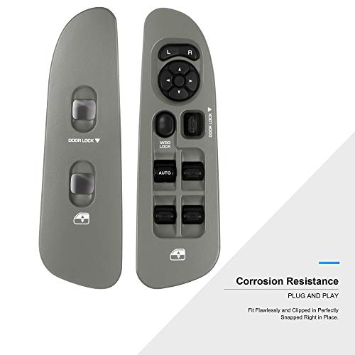Basiker Master Power Window Switch And Bezel(Driver Side)& Window Bezel(Passenger Side) Replacements For 2002-2010 Dodge Ram 1500/2500/3500, Grey #TOP5