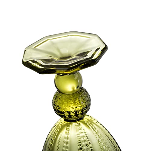 Elsjoy Set Of 4 Vintage Green Wine Glass, 8.5 Oz Embossed Glass Goblet Colored Stemmed Drinking Glassware, Beverage Stemware For Juice, Cocktail, Party Wedding #TOP5