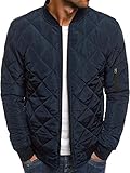 [Ｈｅｓｊｏｂｏｏｄ] メンズ ジャケット キルティング 中綿ジャケット 秋冬 厚手 綿服 保温 防寒着 MAー1 エムエーワンジャケット フライトジャケット ジャンパー ブルゾン アウター アウトドア ライダース ネイビー 3XL