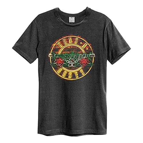Image of Amplified Guns N Roses Neon Sign Men's Charcoal T-Shirt (XL)