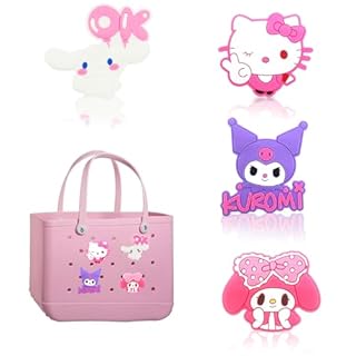 HonFHena 4Pcs Cartoon Charms for Bogg Bag, Cute Bogg Bag Accessories, Insert Simply Southern Totes Accessories for Women Totes