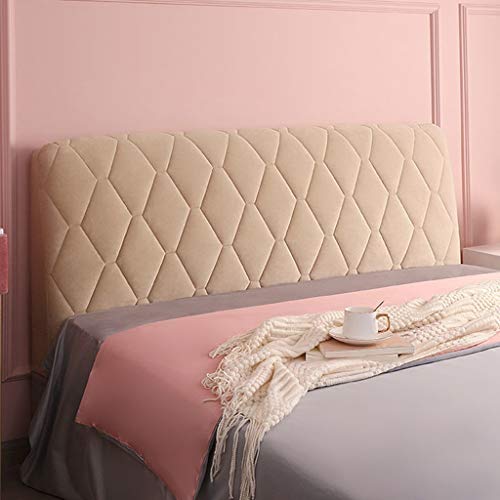 HOME MEIRONG Headboard Slipcover for Twin Queen Full California King Size Beds, Bed Cover Protector Padded Velvet Dustproof Stretch Solid Color Quilted Head Covers, Camel, 100cm(39 Inch )