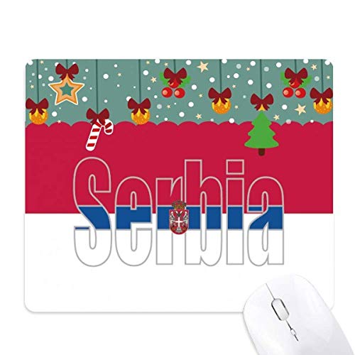 Tapis de souris Serbie en caoutchouc avec drapeau et nom du pays pour bureau