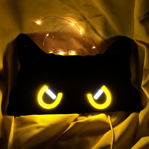 Image of GGK Black Cat Neon Sign, Dimmable LED Wall Decor, USB Powered Night Light for Bedroom, Dorm, Home Decor