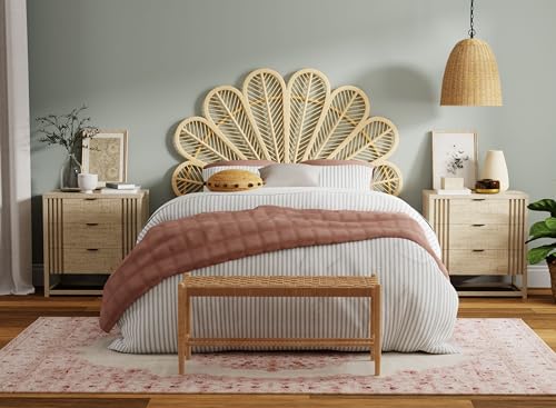 KOUBOO Petal Rattan Full Headboard, Bedroom, Bedroom Furniture, Headboard, Full Size, Tropical Decor, Bohemian Decor, Natural - Image 2