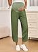 Yousify Womens Wide Leg Maternity Pants Casual Stretchy Ribbed Palazzo Pregnancy Trousers with Pockets Army Green