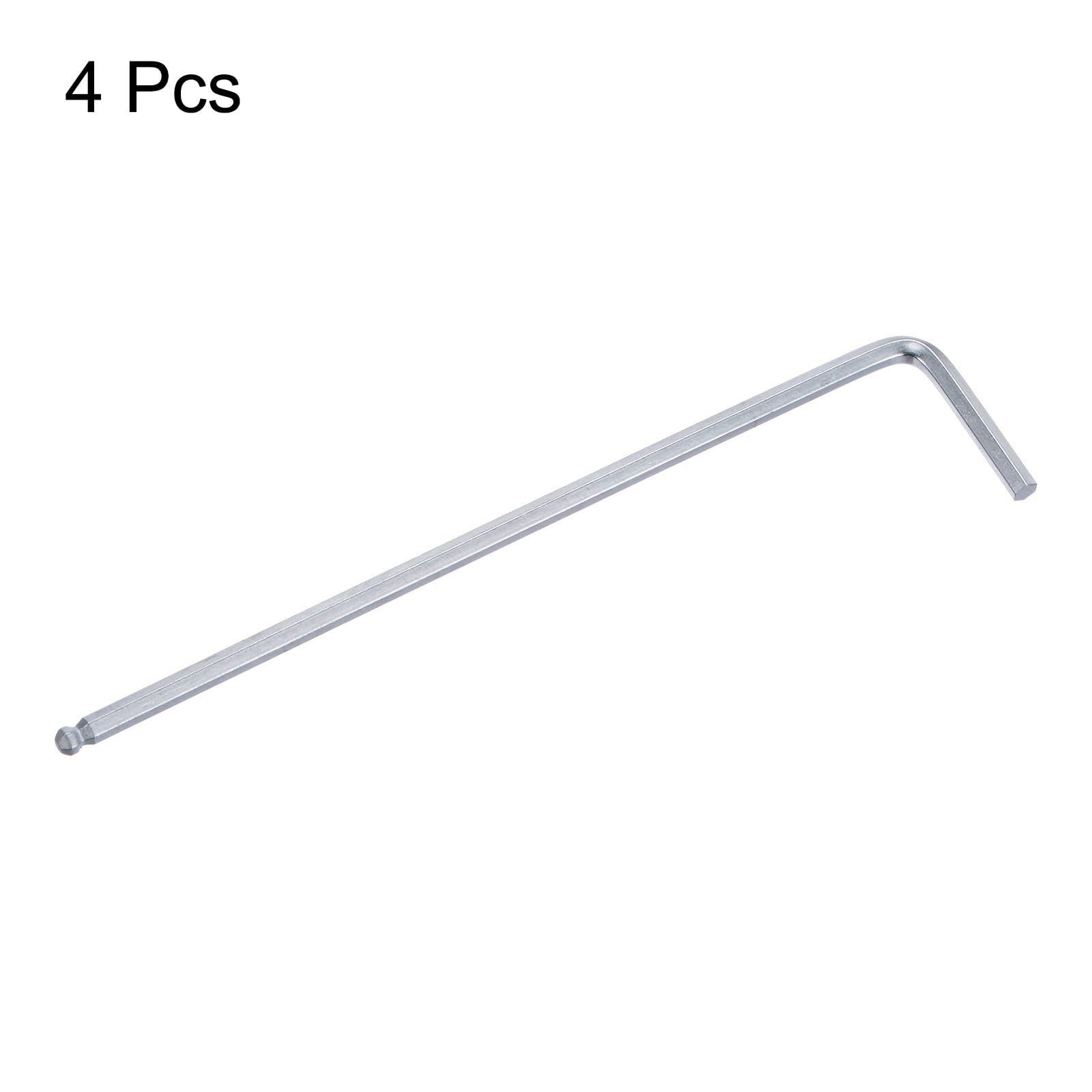 QUARKZMAN 4pz Chiave Esagonale Brugola Testa Sferica 2,5mm Metriche Braccio Lungo Forma L Strumento Riparazione Acciaio al Cromo Vanadio per Riparazioni Domestiche, Tono Argento
