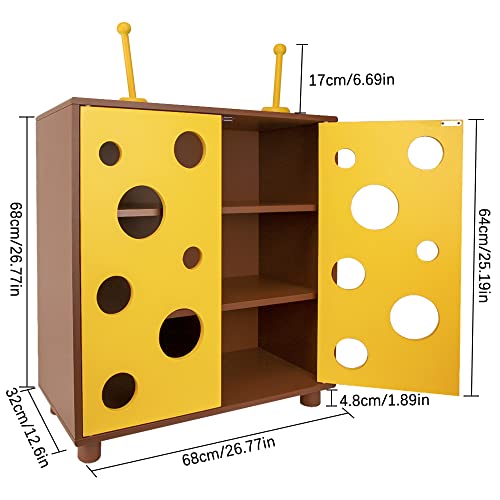 Lzymsz Accent Storage Cabinet With Door And Shelves, Free Standing Accent Side Cabinet, Large Cube Toy Box Storage Organizer For Kids Playroom Kindgarten Nursery Home Furniture (Yellow) #TOP2