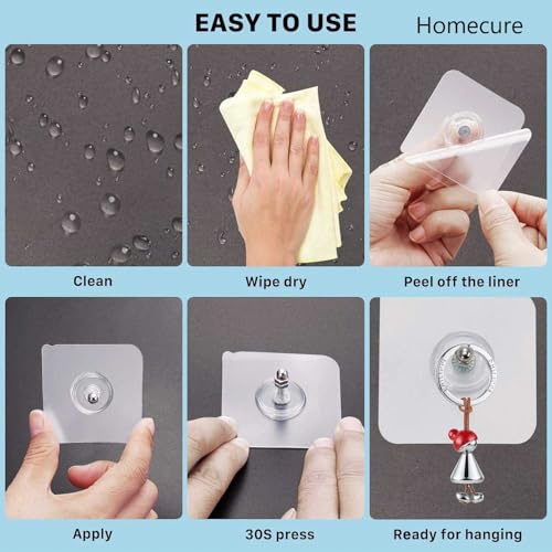 Image of Photo Frame Hooks for Wall Without Drilling, | Self-Adhesive Hooks for Wall Heavy Duty Strong | Nail Free for Hanging Photo Frame Stainless Steel | (Nail Hook, Pack of 5)