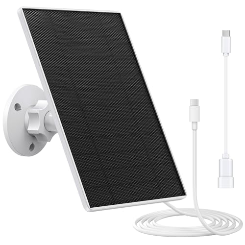 Image of 6W Solar Panel Charger for Eufy Camera, Solar Panel Compatible with Eufycam 3/3C/2/2 Pro/2C/2C Pro/E/E20/E40/L20/L40, with Micro USB & Type-C Port 9.8ft Cable