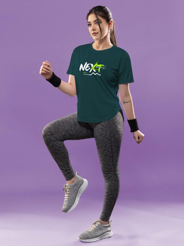 Image of CHKOKKO Womens Stylish Activewear Quick Dry Lightweight Breathable Printed Round Neck Half Sleeve Regular Fit Gym T Shirt for Sports Yoga and Training