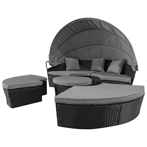 Enjoy Fit Poly Rattan Sonneninsel XL mit faltbarem Sonnendach Ø 210...
