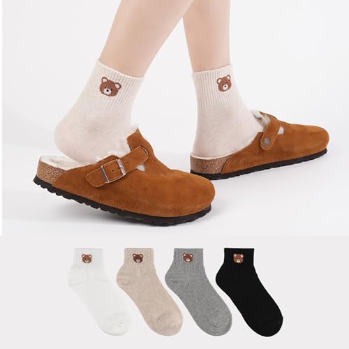 Image of Womens Cotton Crew & Ankle Socks, Cute Smiley Face Funny Character Size 6-9