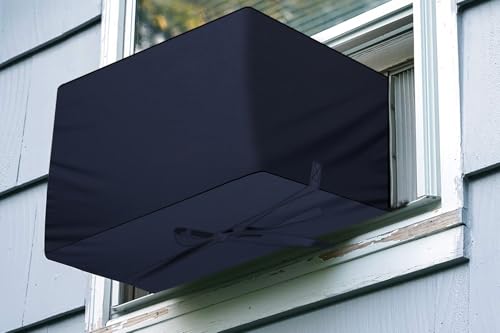 Image of The Furnishing Tree window ac cover suitable for BlueStar 0.75 Ton 3WAE081YDF, Blue Color Elastic fit Cover for front and rear Of Window Ac