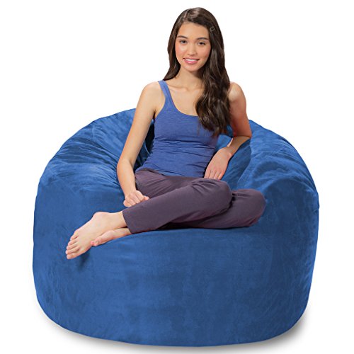 Comfy Sacks 4 ft Memory Foam Bean Bag Chair, Royal Blue Microsuede