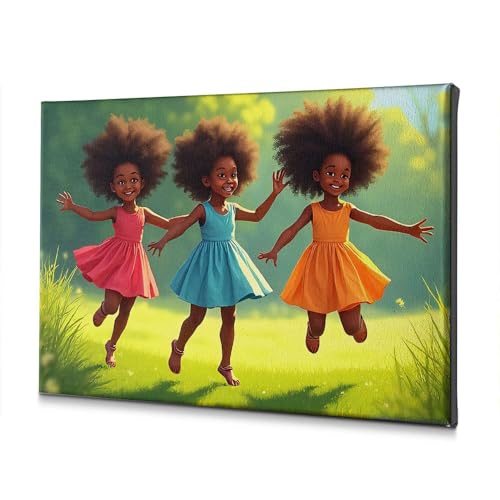 Tableau décoratif sur toile salle de bain filles herbe 40x60