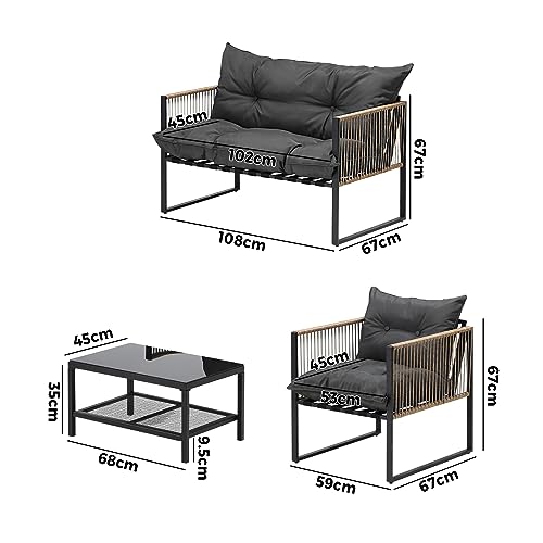Livsip 4PCS Outdoor Furniture with Cushion Outdoor Garden Patio Setting Table and Chairs - Image 3