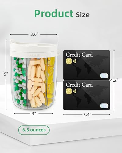 Image of PULIV Large Pill Bottle Organizer Anti-Mix Design, 6 Slots, 20 Labels