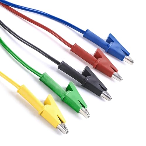 Image of 5PCS 15A Dual Ended Crocodile Alligator Clips Test Lead, Wire Cable with Insulators Clips, Test Flexible Copper Cable with Protective Jack Copper Clamps for Electrical Testing 3.3ft /1m
