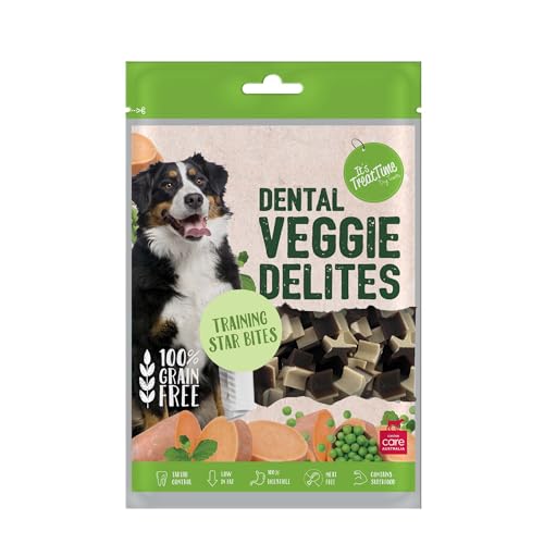 It's Treat Time Veggie Delites Training Star Bites, 100G, Dental Treat, 100% Grain Free, Real Sweet Potato, Meat Free, 100% Digestable, Tartar Control, Suitable for All Dogs