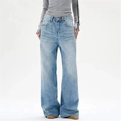 Men Solid Color Denim Pants Wide Leg Loose Straight Trousers2