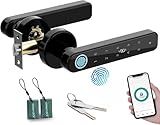 Smart Lock - Smart Door Lock 5 in 1, Keyless Entry Door Knob with APP/IC Card/Digital Code/Backup Keys/Fingerprint, Electronic Keypad Lock Remote APP Control, Reversible Handle