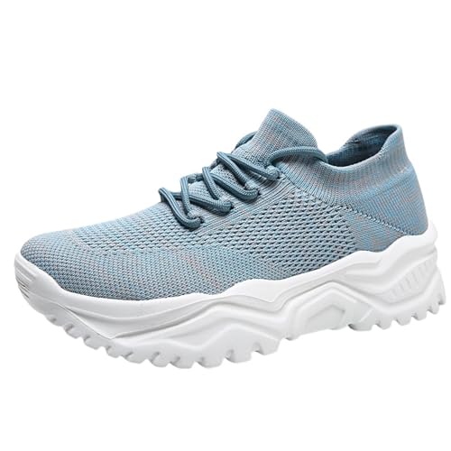 Zapatillas de correr ligeras y transpirables para mujer, suela suave, para el tiempo libre, para caminar, antideslizantes, para correr, suelas gruesas, zapatillas de fitness, para correr, azul claro