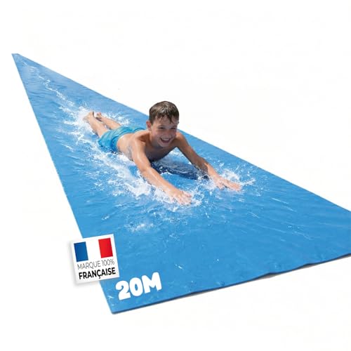Double Ventriglisse Géant XXXXL Officiel 20 Mètres | Maxi Tapis de Glisse Qualité Premium | Slip'n Slide | Jeu Eau Plein Air | + Epais | + Rigide | + Rapide...