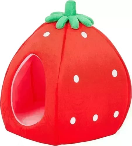 YML Strawberry Pet Bed House, Small, Red (FH016_1)