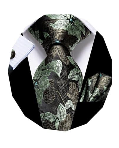 Dubulle Mens Tie Sets Woven Paisley Stripes Neckties Pocket Square Cufflinks Business Wedding