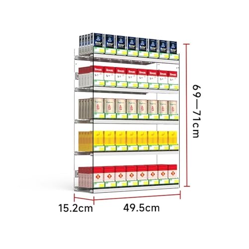Présentoir à cigarettes avec étagères transparentes et poussoir pour vitrine de supermarché